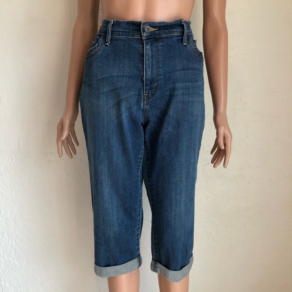 Levi’s Blue Capri Denim Jeans Pants Women’s Size 14 Foldable Bottoms Slim-Fit